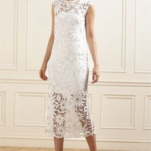 Ted Baker White Floral Lace Midi Dress